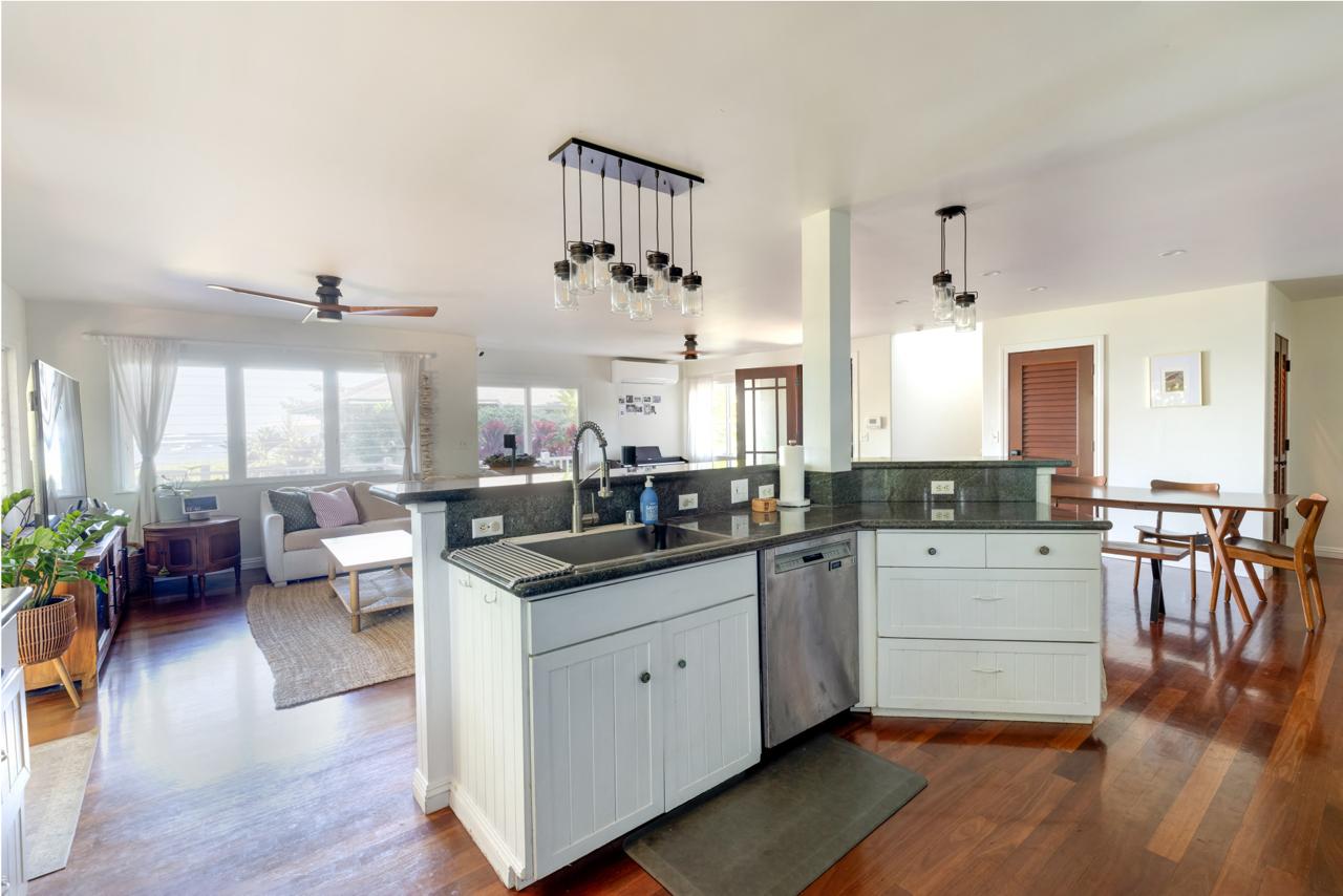 Main House open kitchen, dining, and living area